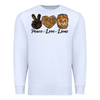 White Peace Love Lion Head Premium Sweatshirt - LillyAllenDesigns