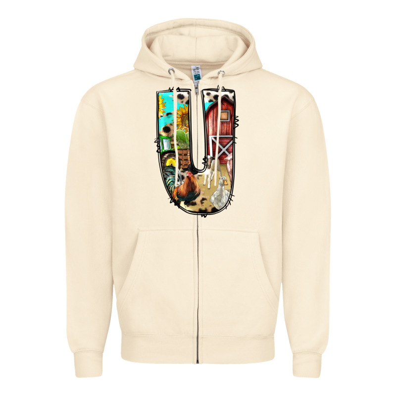 Farm Life Alphabet Lowercase Letters U Zipper Hoodie by BundleAndBundleShop | Teevron