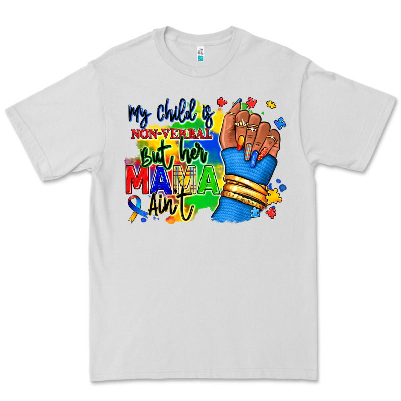 My Child Is Non Verbal But Her Mama Aint Afro Hand Rana Premium Tee by RanaPortraitStore | Teevron