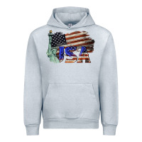 Heather Grey usa  statue of liberty Urban Hoodie - BarkalooDesign