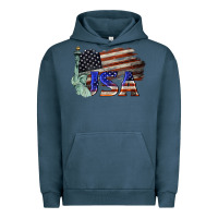 Pigment Midnight Navy usa  statue of liberty Urban Hoodie - BarkalooDesign
