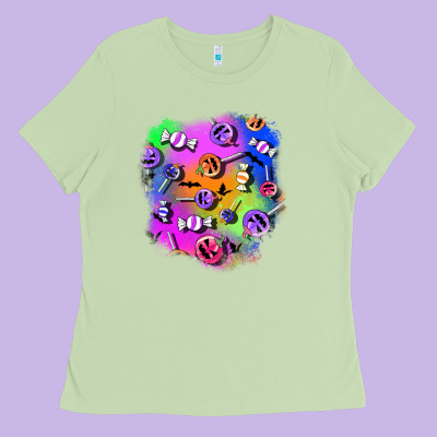 Halloween Candy Patches 1 Ladies Tee Designed By Bundleandbundleshop