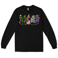 Black teacher mardi gras Long Sleeve Tee - CowGirlArtShop