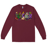 Burgundy teacher mardi gras Long Sleeve Tee - CowGirlArtShop
