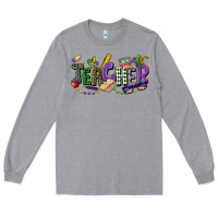 Heather Grey teacher mardi gras Long Sleeve Tee - CowGirlArtShop