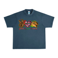 Midnight Navy Peace love tacos Urban Heavy Tee - NancyCooperArtShop