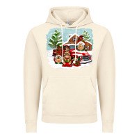Vintage Artic Christmas gnomes with red truck Vintage Hoodie - NancyCooperArtShop