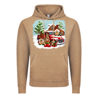 Vintage Coffee Christmas gnomes with red truck Vintage Hoodie - NancyCooperArtShop