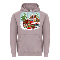 Vintage Zinc Christmas gnomes with red truck Vintage Hoodie - NancyCooperArtShop