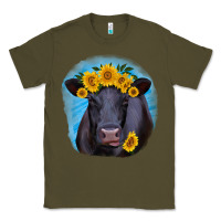 Army Green black angus with sunflower Classic Tee - RanaPortraitStore