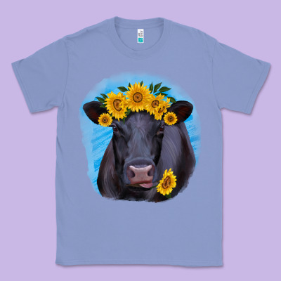 Black Angus With Sunflower Classic Tee Designed By Ranaportraitstore