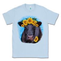 Dusty Blue black angus with sunflower Classic Tee - RanaPortraitStore