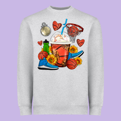 Basketball Frappe Coffee Heavyweight Sweatshirt Designed By Fadigitalartstudio