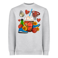 Heather Grey Basketball Frappe Coffee Heavyweight Sweatshirt - FaDigitalArtStudio