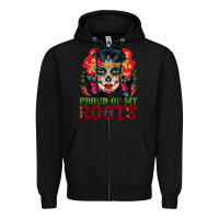 Black sugar skull woman proud of my roots Zipper Hoodie - BundleAndBundleShop