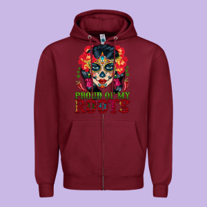 Sugar Skull Woman Proud Of My Roots Zipper Hoodie Designed By Bundleandbundleshop