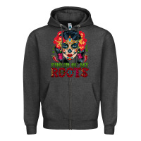 Charcoal Heather sugar skull woman proud of my roots Zipper Hoodie - BundleAndBundleShop