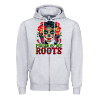Heather Grey sugar skull woman proud of my roots Zipper Hoodie - BundleAndBundleShop