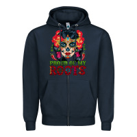Navy sugar skull woman proud of my roots Zipper Hoodie - BundleAndBundleShop