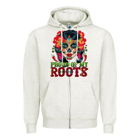 Oatmeal Heather sugar skull woman proud of my roots Zipper Hoodie - BundleAndBundleShop