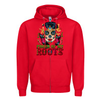 Red sugar skull woman proud of my roots Zipper Hoodie - BundleAndBundleShop