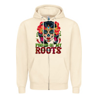 Sandshell sugar skull woman proud of my roots Zipper Hoodie - BundleAndBundleShop
