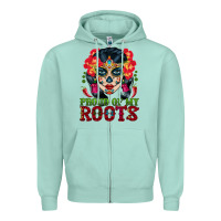 Seafoam sugar skull woman proud of my roots Zipper Hoodie - BundleAndBundleShop