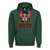 Sports Green sugar skull woman proud of my roots Zipper Hoodie - BundleAndBundleShop