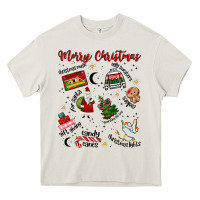 Cream Merry Christmas Heavy Core Tee - MaliasSmallBusiness