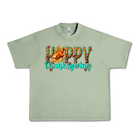 Oil Green Happy Thanksgiving with Turkey Urban Heavy Tee - texasbilliewilder