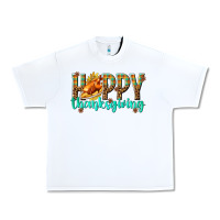 White Happy Thanksgiving with Turkey Urban Heavy Tee - texasbilliewilder