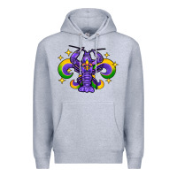 Heather Grey mardi gras crawfish 2 Premium Hoodie - FaDigitalArtStudio