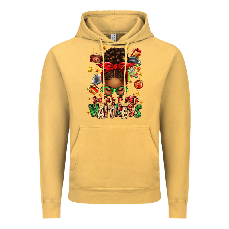 Santa's Favorite Waitress Messy Bun Vintage Hoodie by texasbilliewilder | Teevron