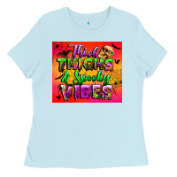Baby Blue thick thighs and spooky vibes tumbler Ladies Tee - BundleAndBundleShop