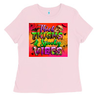 Bubblegum Pink thick thighs and spooky vibes tumbler Ladies Tee - BundleAndBundleShop