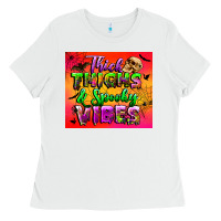 White thick thighs and spooky vibes tumbler Ladies Tee - BundleAndBundleShop