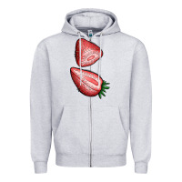 Heather Grey strawberries 1 Zipper Hoodie - BundleAndBundleShop