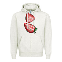 Oatmeal Heather strawberries 1 Zipper Hoodie - BundleAndBundleShop