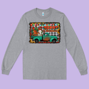 Merry Christmas Farm Truck Long Sleeve Tee Designed By Jasminsmagicworld