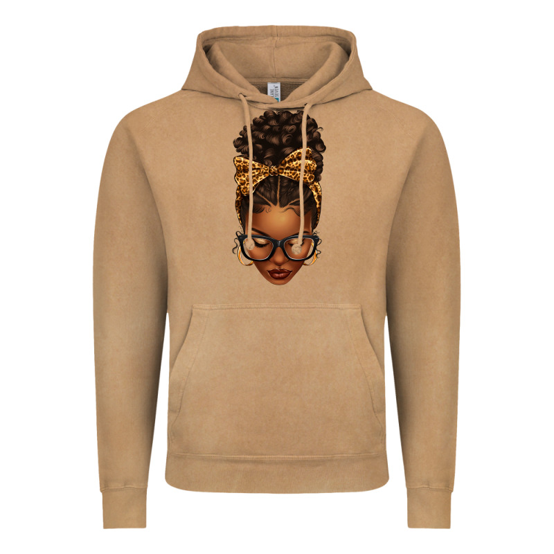 Afro Messy Bun Leopard Bow Vintage Hoodie by texasbilliewilder | Teevron