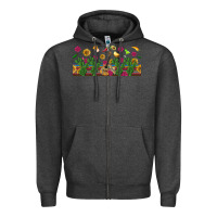 Charcoal Heather mexican sombrero guitar rose cactus libbey  cup Zipper Hoodie - BundleAndBundleShop