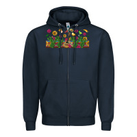 Navy mexican sombrero guitar rose cactus libbey  cup Zipper Hoodie - BundleAndBundleShop