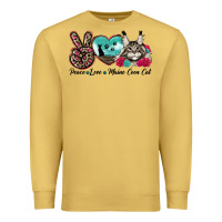 Antique Gold peace love maine coon cat Premium Sweatshirt - LillyAllenDesigns