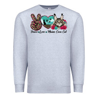 Heather Grey peace love maine coon cat Premium Sweatshirt - LillyAllenDesigns