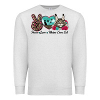 Oatmeal Heather peace love maine coon cat Premium Sweatshirt - LillyAllenDesigns