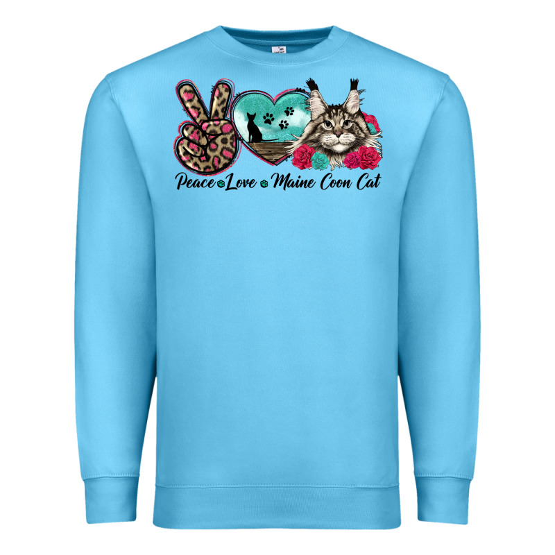 Peace Love Maine Coon Cat Premium Sweatshirt by LillyAllenDesigns | Teevron