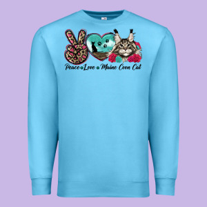 Peace Love Maine Coon Cat Premium Sweatshirt Designed By Lillyallendesigns