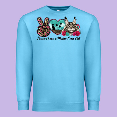 Peace Love Maine Coon Cat Premium Sweatshirt Designed By Lillyallendesigns