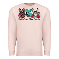Pale Pink peace love maine coon cat Premium Sweatshirt - LillyAllenDesigns