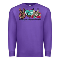 Purple peace love maine coon cat Premium Sweatshirt - LillyAllenDesigns